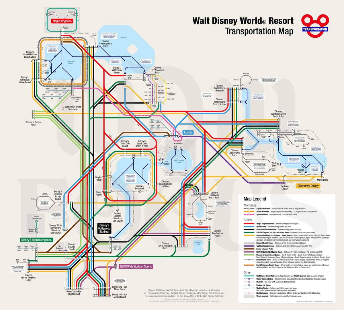 Walt Disney World monorail რუკა